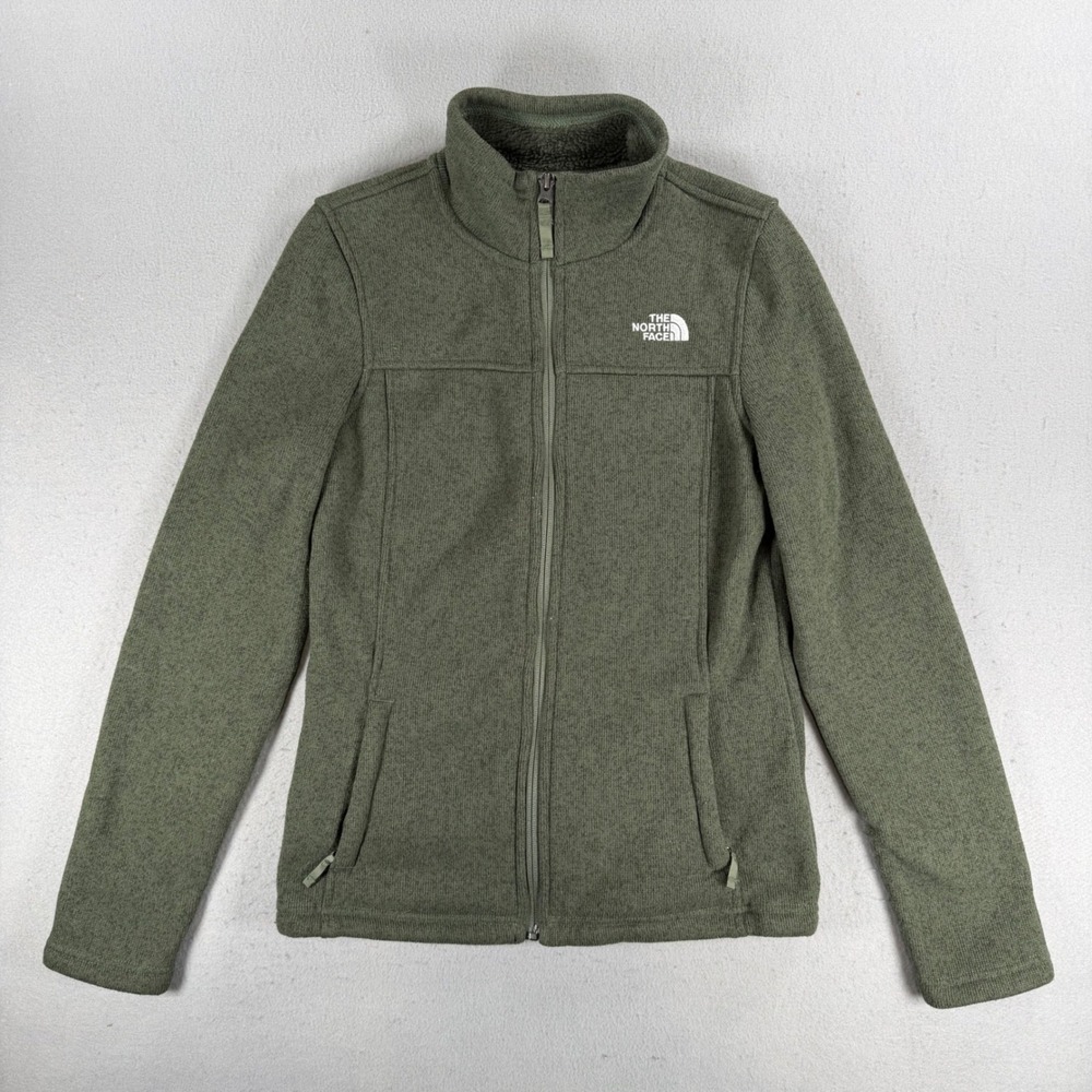 The North Face Crescent Full Zip Jacket Womens Small Olive Green Heather Fleece